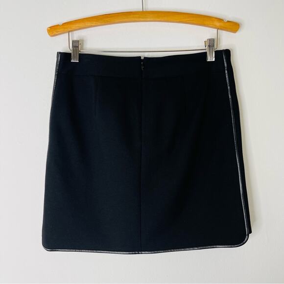 WHBM black faux leather stretch zipper moto mini evening office skirt 4 - Picture 3 of 5